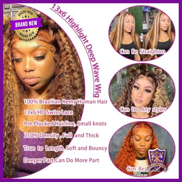 13x6 Deep Wave Lace Front Wig Human Hair 210% Density Pre Plucked 28in main image 4